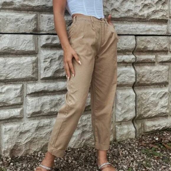 Pistola Kellin Pleated  High Waist Khaki Trouser Ankle Pants $128 Womens Size 29 - Picture 2 of 13